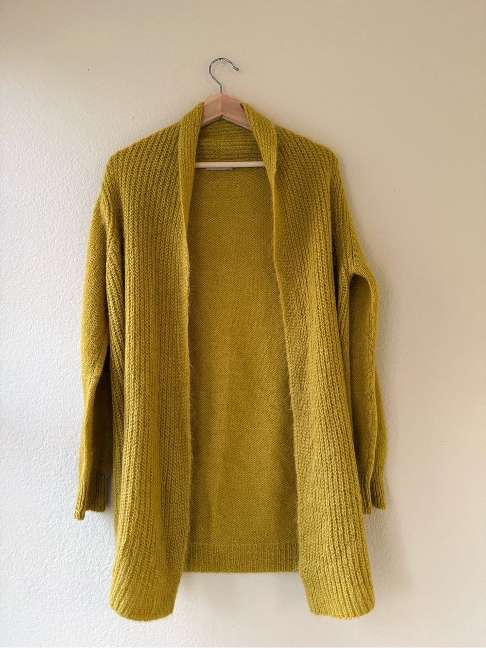AIDA Mohair Blend Open Front Cardigan Mustard Yellow Made in Italy Size S